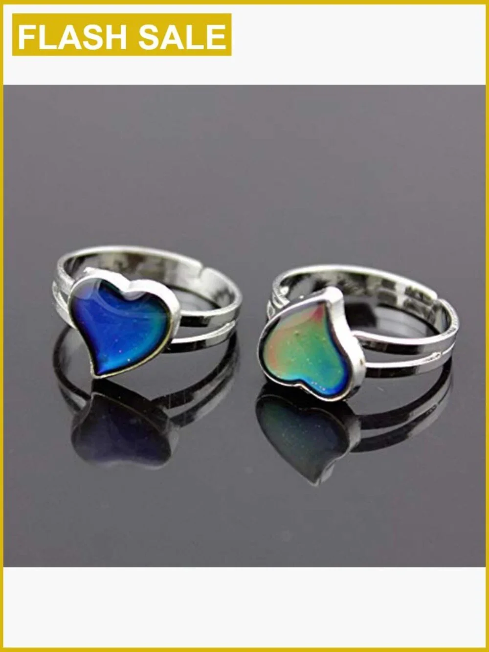 Adjustable Solitaire Mood Ring Dinosaur Face Color Change Silver Jewelry